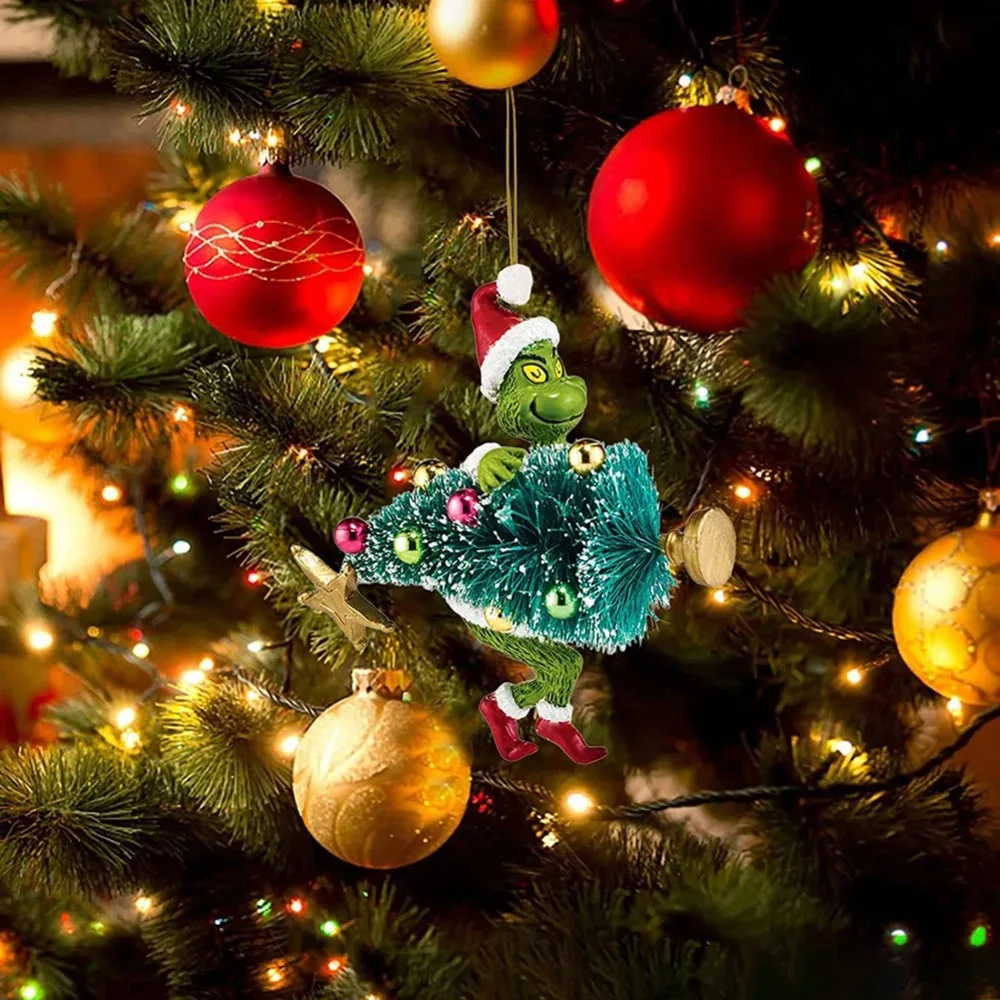 2026 2D الاكريليك شجرة عيد الميلاد وحوش خضراء الحلي لطيف الأخضر وحوش شجرة عيد الميلاد المعلقات عيد الميلاد الكرتون الحلي #3