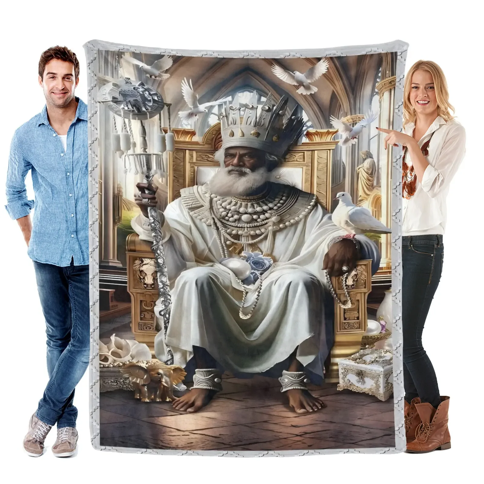 Customize God the Father Blanket | Almighty Faith Christian Throw | Spiritual Living Room Decor & Religious Gift Christian Blank