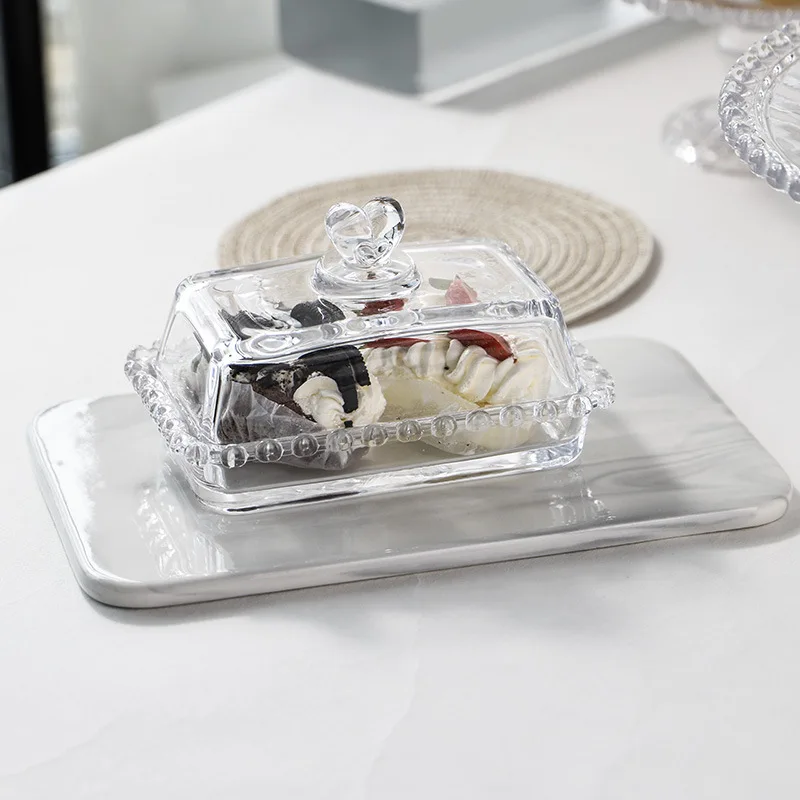 Western style butter, dessert, candy dish, transparent glass curved small mop, kitchen seasoning dish, soy sauce dish