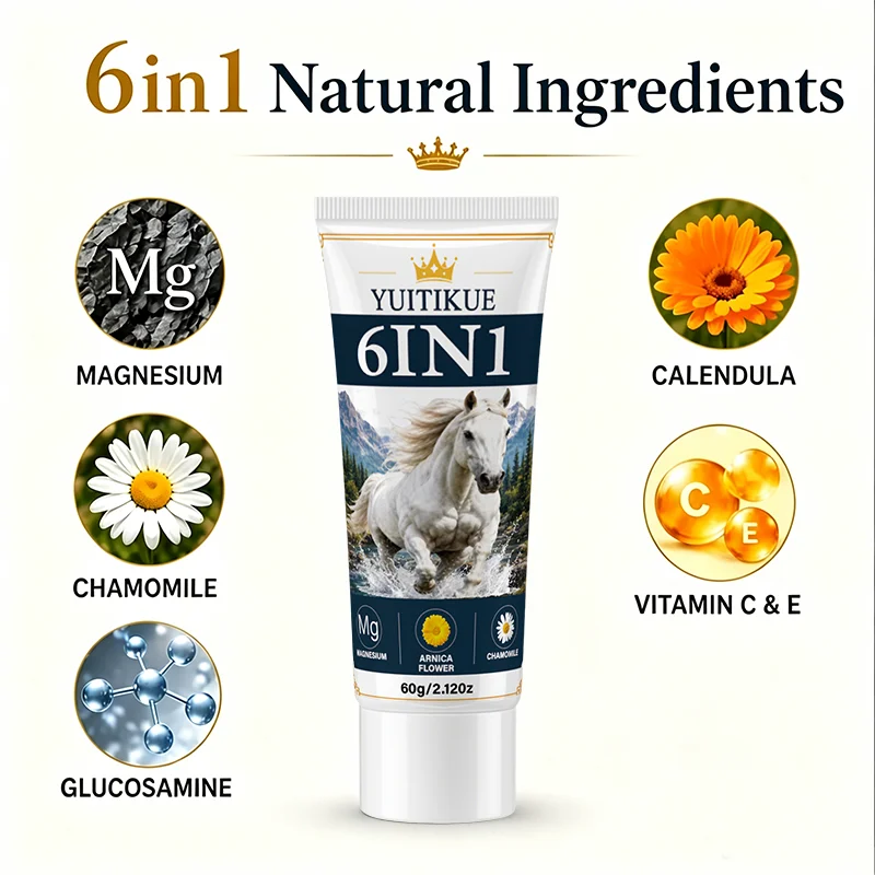 YUITIKUE Portable 6 IN 1 Muscle Joint Cream Long Lasting Hydrating Body Massage Cream Outdoor Daily Skin Moisturizer