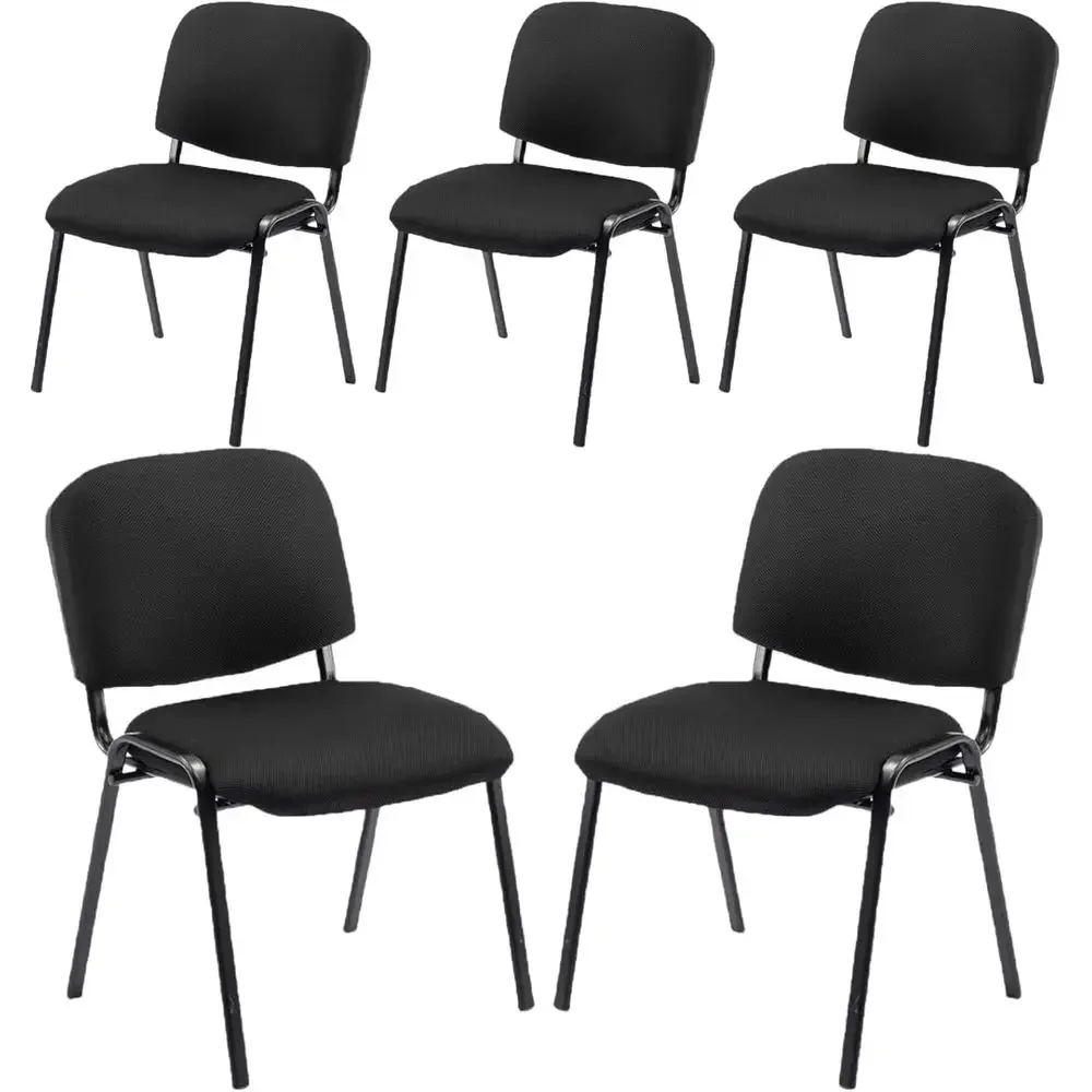 Mesh Cushion Stackable Chairs for Conference, Waiting Area, Office, and Training Rooms (Black, Set of 5)