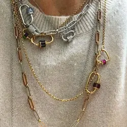 Juya DIY Hanging Chains Pendant Jewerly Making Supplies Handmade Creative Carabiner Sprial Locks Screw Locket Clasps Accessories
