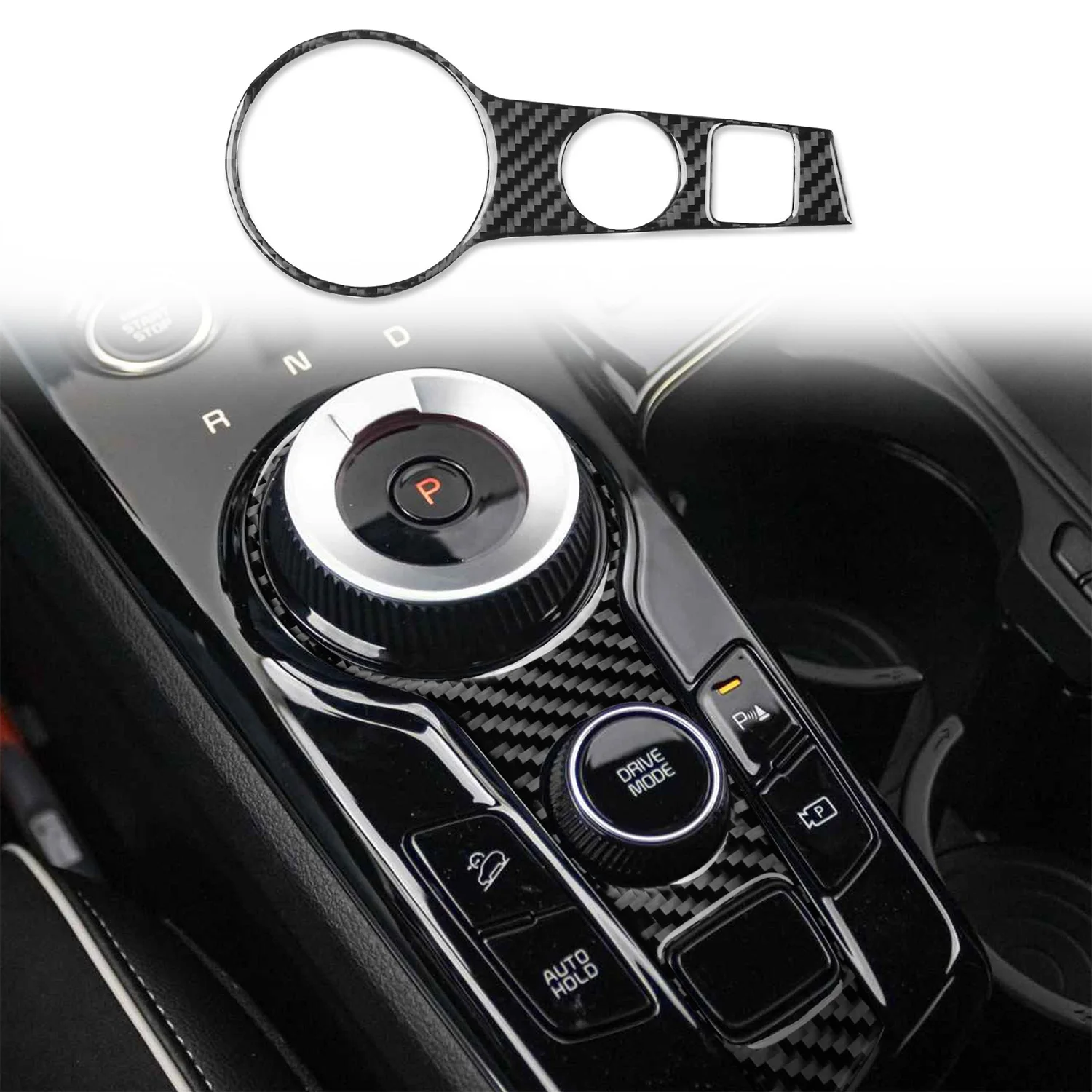 Car Accessories For Kia Sportage NQ5 2022-2025 Carbon Fiber Style Interior Gear Shift P Parking Button Knob Frame Trim Cover