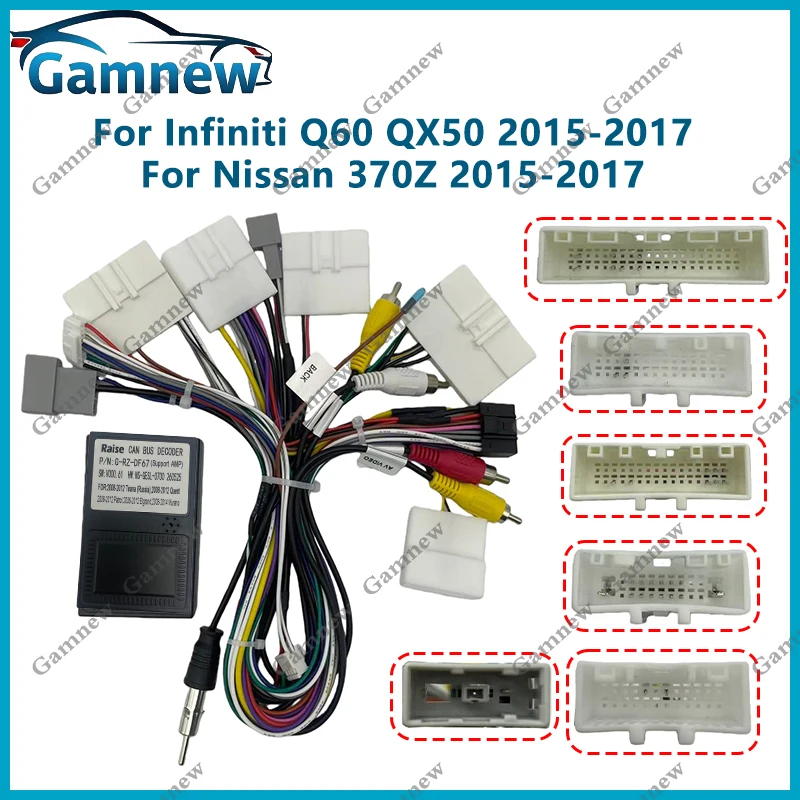 Car 16pin Wiring Harness Adapter Canbus Box Android Radio Power Cable For Nissan 370Z Navara D40 Infiniti Q60 QX50