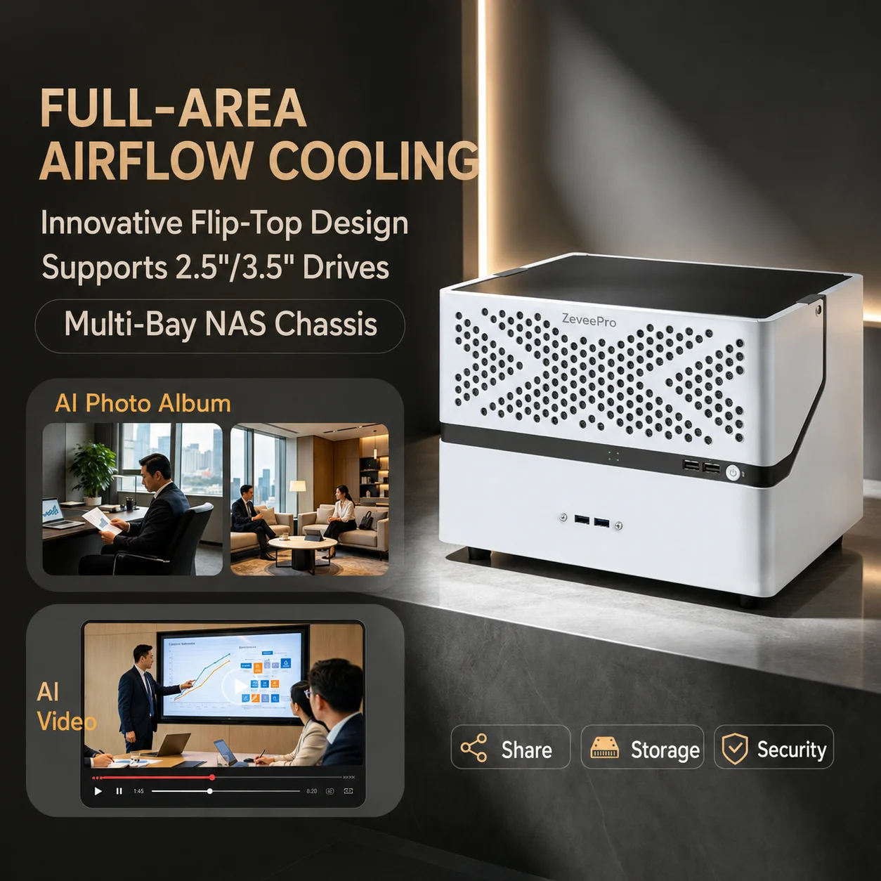 I6C 6-Bay NAS Chassis Mini ITX Computer Case with SATA Hot Swap Backplane Dual 120mm Fans FLEX 1U PSU Support