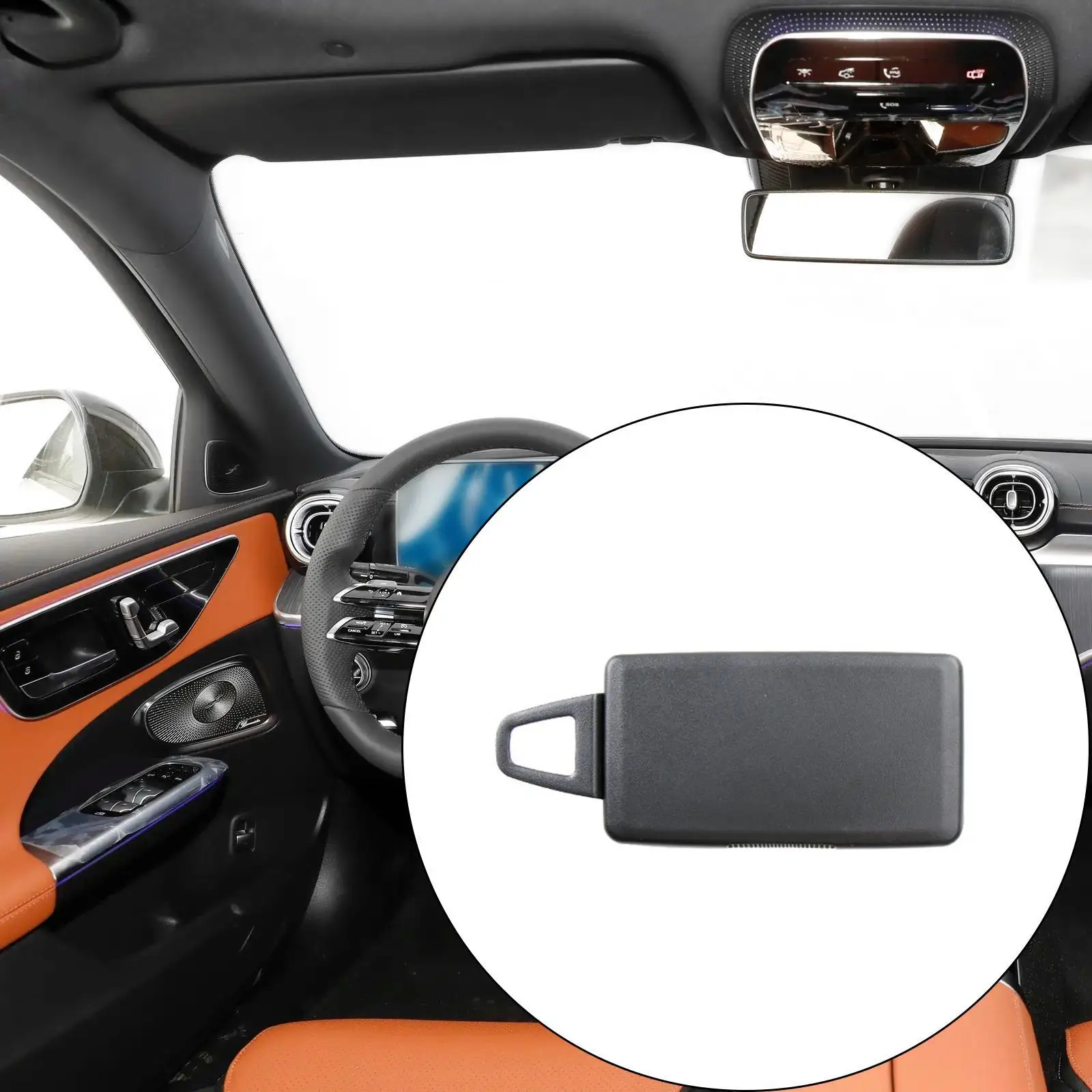 

Car Vanity Mirror Cover Black Plastic Replacement Interior Accessory for Benz C-class W206 2023 2024 2025
