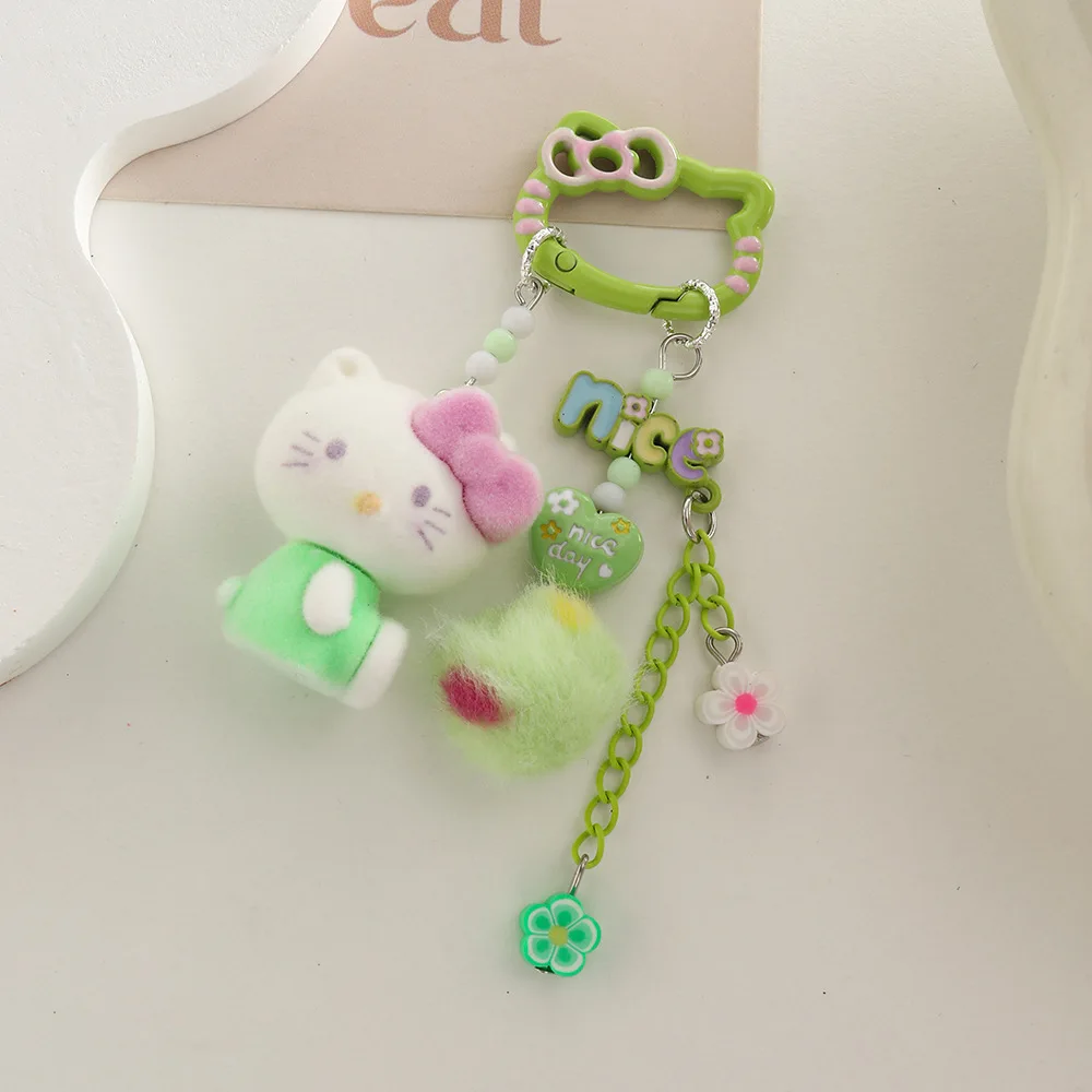 for Hello Kitty Keychains Cute Hello kitty on The Phone Charm Valentine's Day Wedding Gift Keyring Pendant Key Chain
