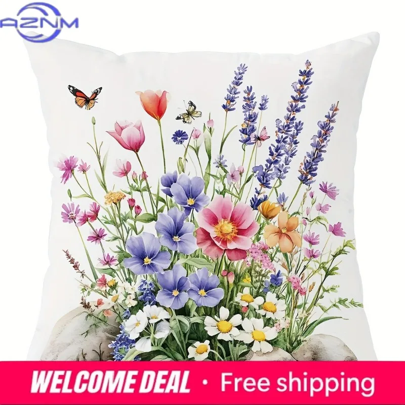 Luxurious Gold - embellished Floral PillowcasesLiving room sofa cushion cover, soft and comfortable, bedroom room decoration