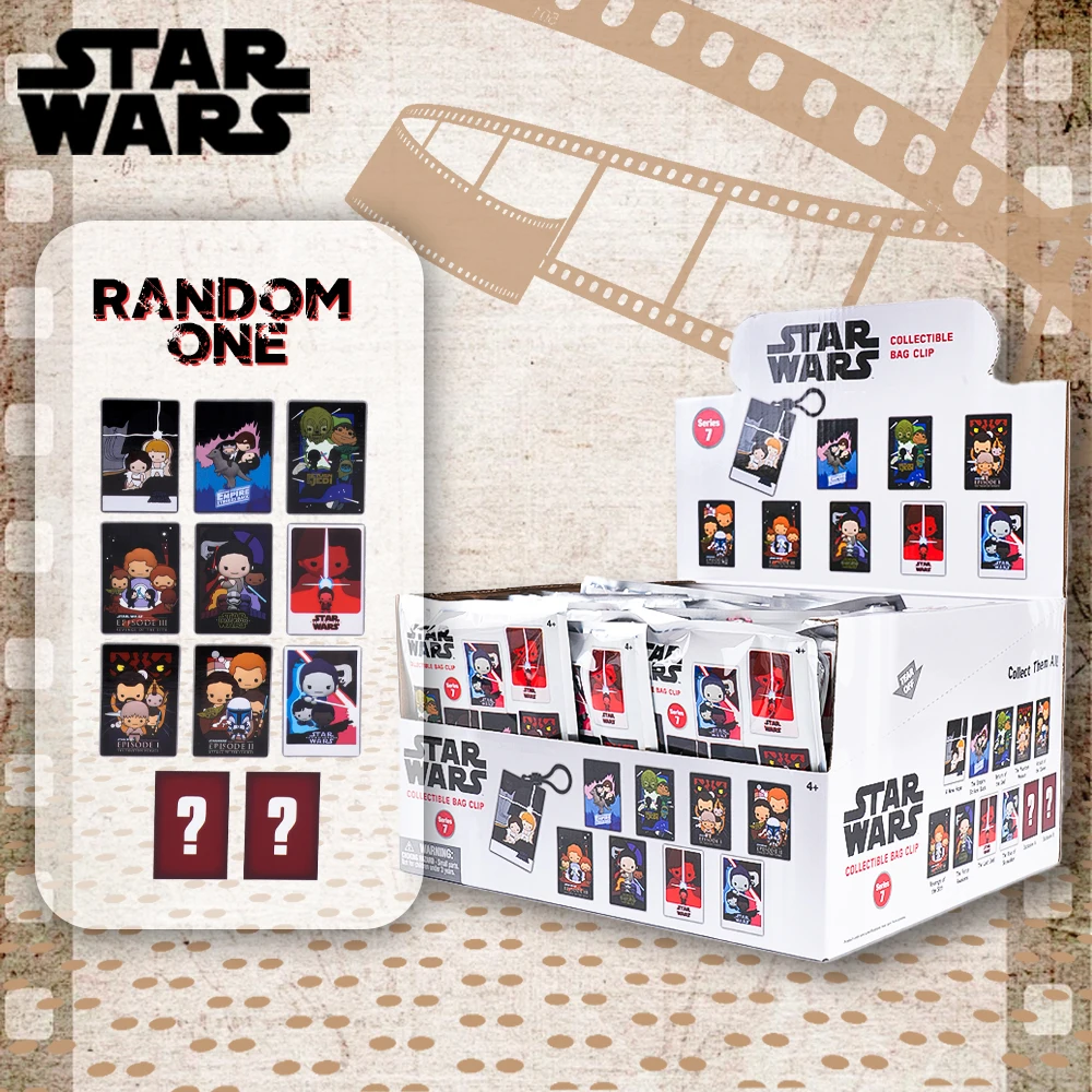 Porte-clés boîte aveugle de dessin animé 3D, série Star Wars officiellement Disney, Clip poupée, affiche de personnage aléatoire, 1 pièce