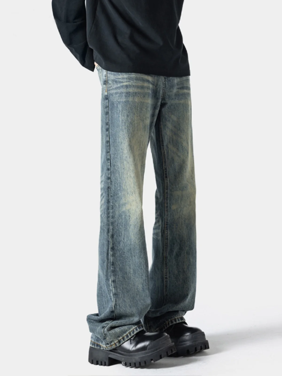 

American Sle Vintage Waed Men's Jeans Spring Autumn Loose Straight Casual Long Trousers High Street Faion Youth Trend