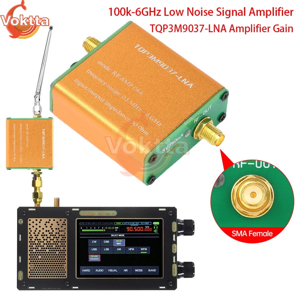 

100k-6GHz Full Band Low Noise Signal Amplifier TQP3M9037-LNA Radio Amplifier Gain RF Signal Enhancer SMA Female Interface
