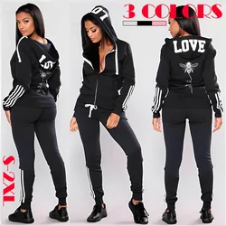 2024 Autumn New 2-Piece Jogging Suit Women's Printed Casual Sportswear Set Full Zip Hoodie and Pants Streetwears  S-2XL