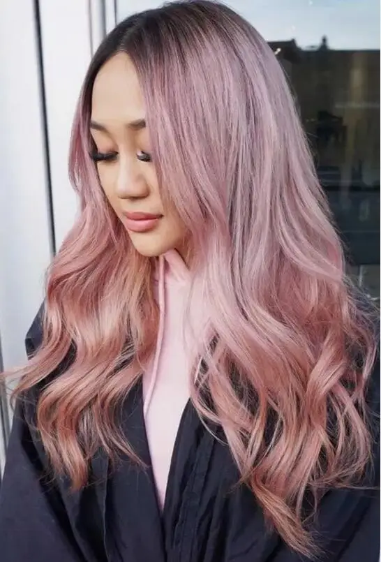 Long Pink Ombre Synthetic Wig for Women Wavy Wigs Fashion Pink Wavy Wigs Natural