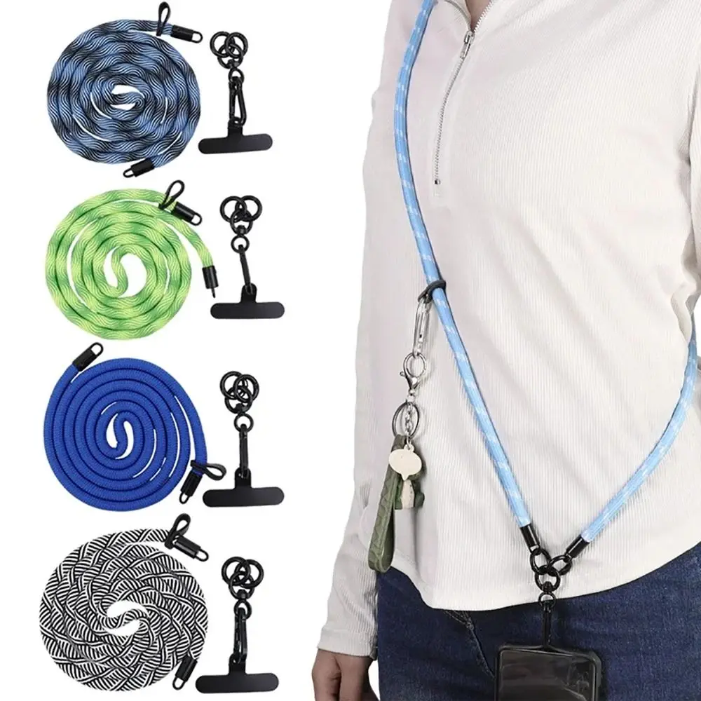 1Pcs Climbing Mobile Phone Lanyard 120cm Long Rotatable Clasp Crossbody Phone Strap with Patch Safety Rope Neck Band Cord Chain