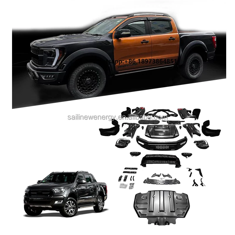 

For Ford for Ranger 2012+ Auto Car Full Conversion Body Kit Raptor Exterior Accessories with Front Rear Bumper Side Skirt
