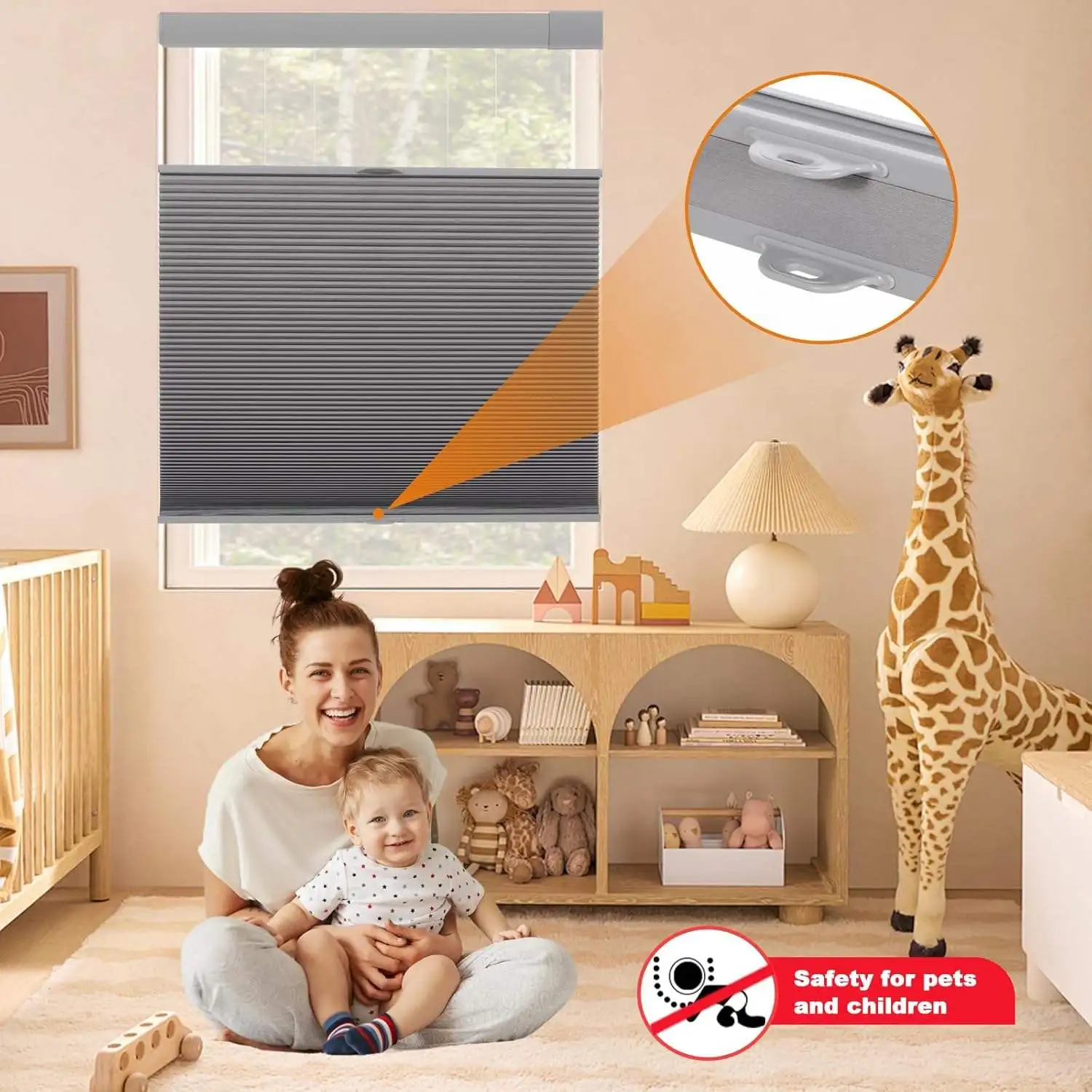Custom Hot Selling Blackout Easy Install Manual Cordless Top Down Bottom Up Honeycomb Blinds For the Living Room