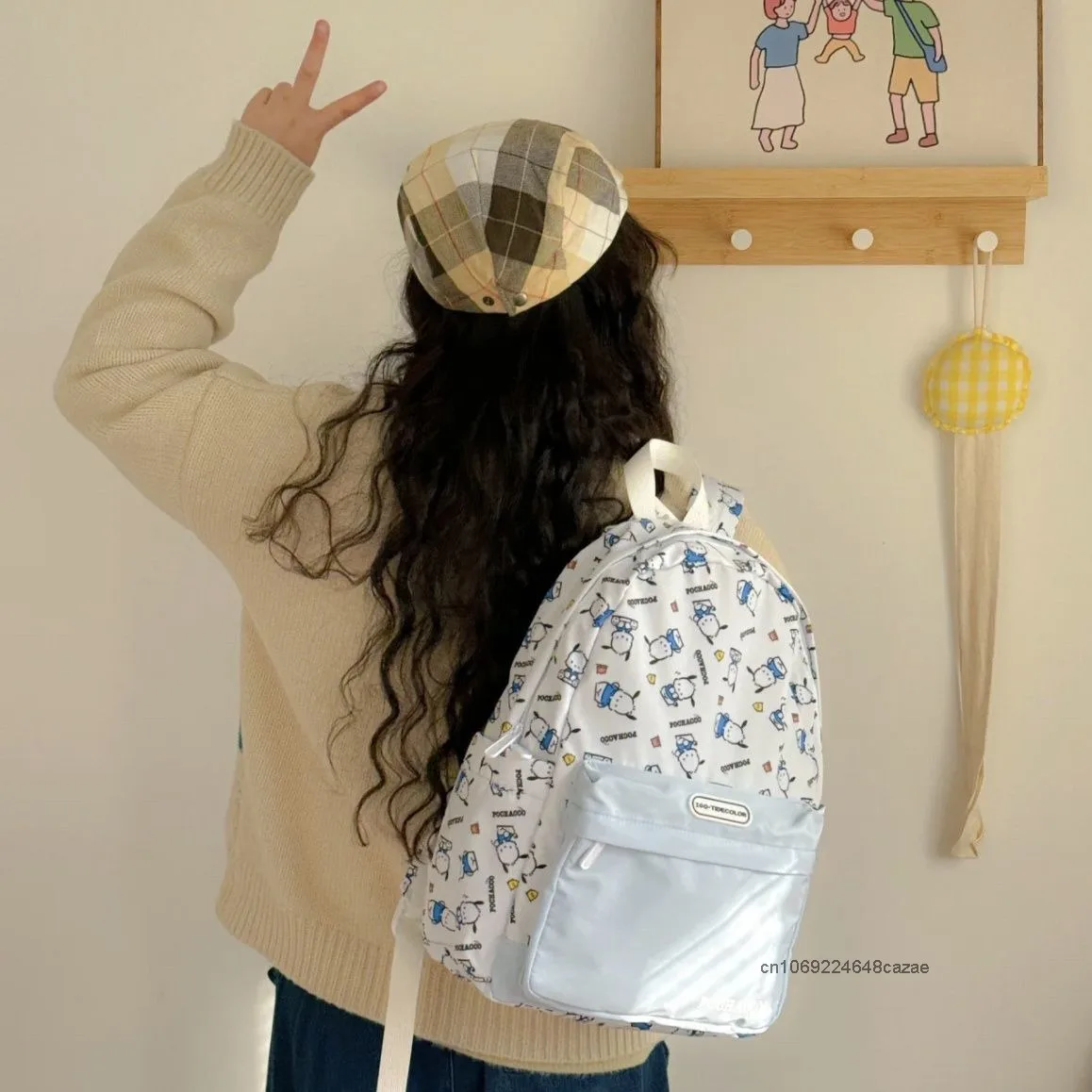 Sanrio hello kitty pochacco mochila dos desenhos animados estudante júnior grande capacidade ombros saco estilo japonês harajuku mochila casual