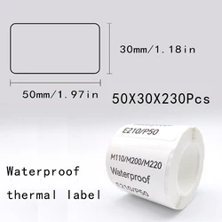 5PK E210 P50 Label Paper Sticker 50*30mm 230pcs/roll White Label Tape Waterproof Tag Sticker for E210 Label Printer M110 M220