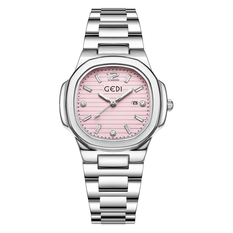 Montre d'affaires à quartz entièrement en acier inoxydable pour femme, étanche, légère, luxe, haut de gamme, calendrier, haute valeur esthétique, mode