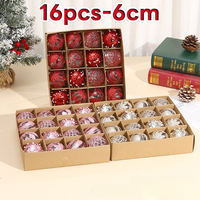 6cm 16pcs Christmas Ball for Tree Creative Design Painted Christmas Spheres Pendant Ornaments Party New Year Decoration Supplies
