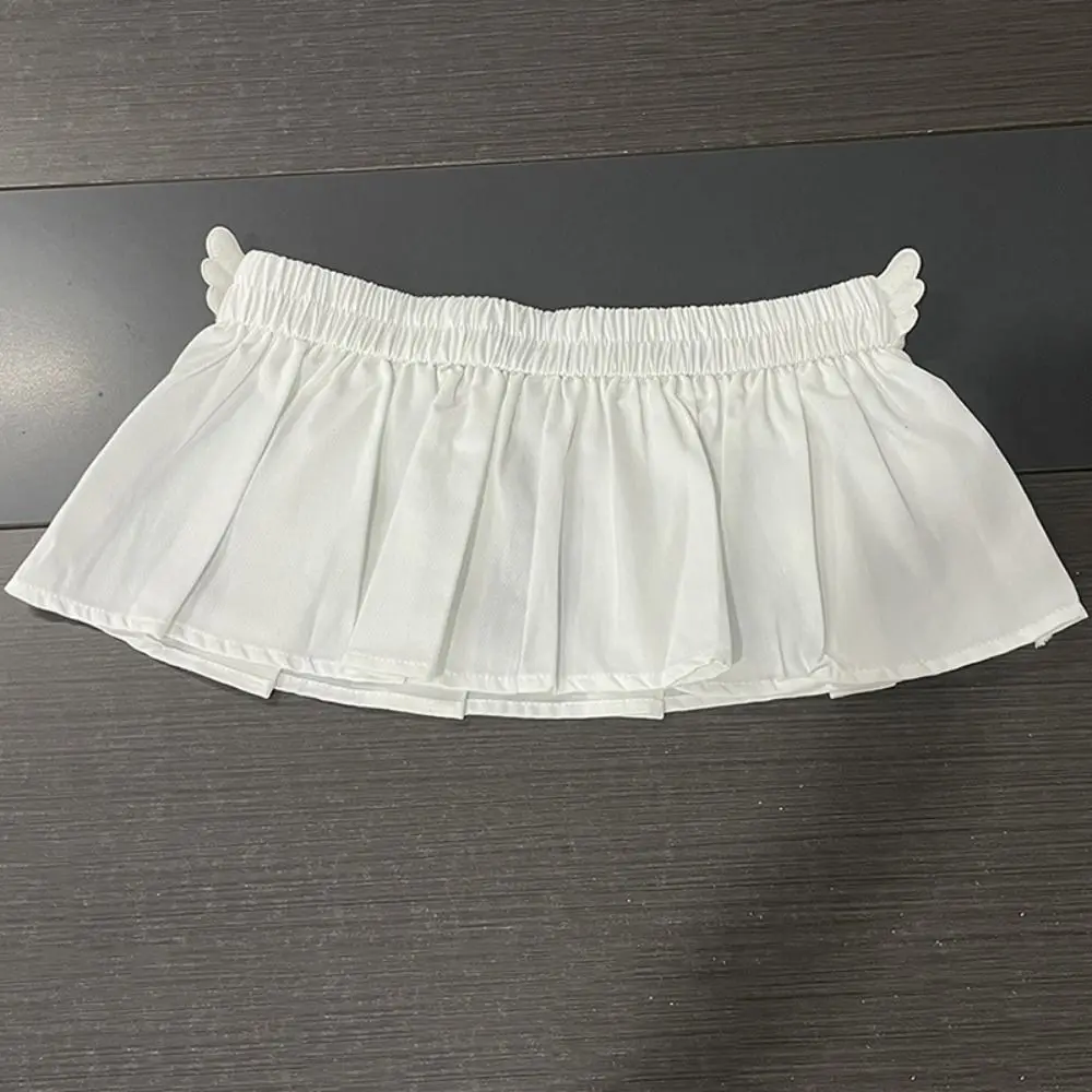 Minifalda informal de dibujos animados para decoración de pantalones vaqueros, faldas fruncidas con diseño de encaje Harajuku, ropa de calle Y2K de cintura alta, cortina a tope