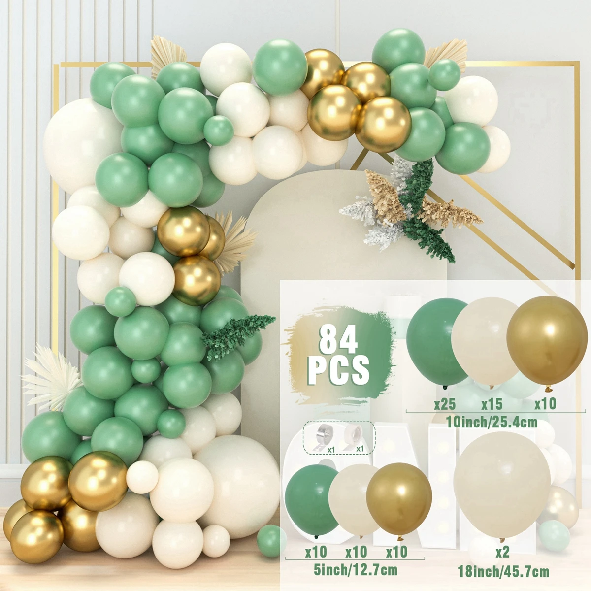 

Sand White Green Balloons Garland Arch Kit Retro Bean Green Balloons Wedding Decor Birthday Baby Shower Party Backdrop Globos