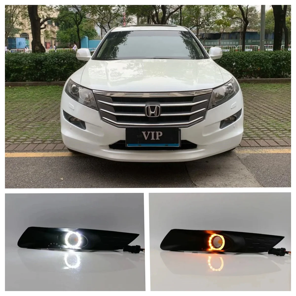 

LED Fog Lights Assembly For Honda Accord Crosstour 2012 2013 2014 2015 Dual Color Angel Eye Daytime Running Lights Fog Lamp Kits
