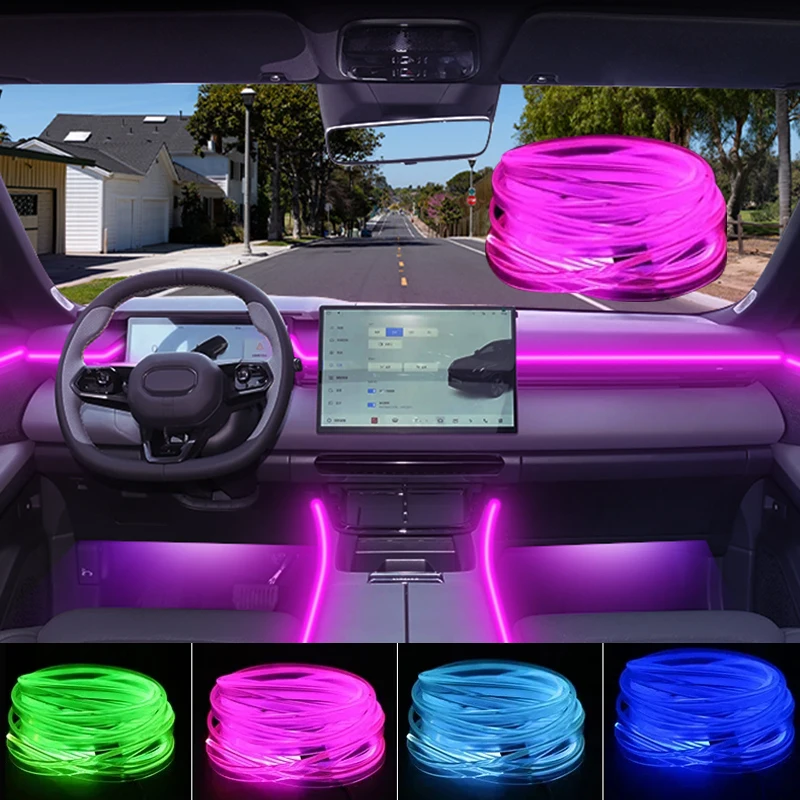 

Декоративные световые полосы для салона автомобиля, 3 м, холодный синий светодиод, консоль для приборной панели, окружающая лампа для современного стайлинга автомобилей