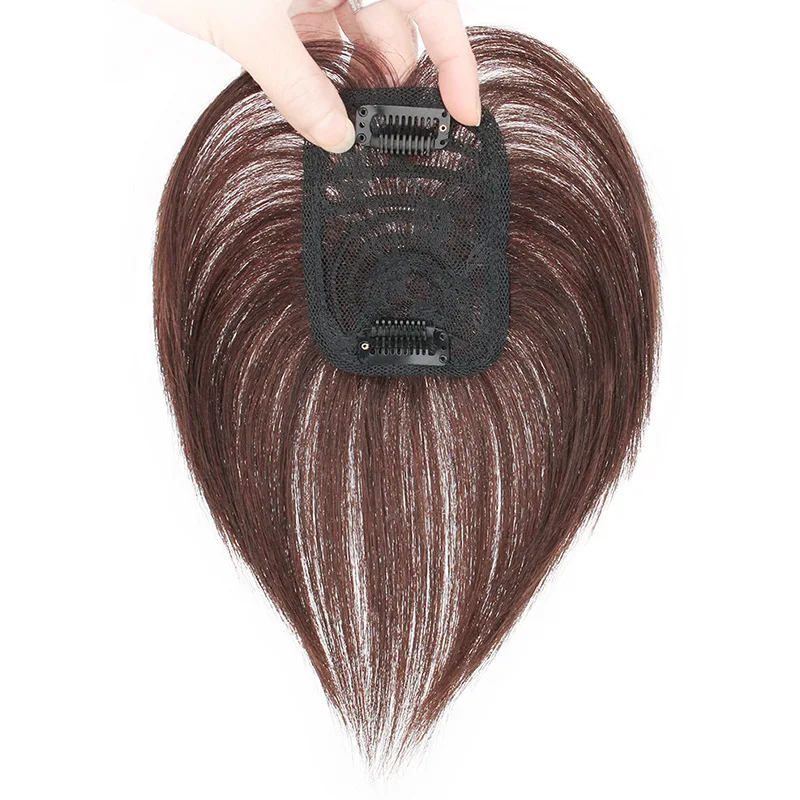 

7x10 см человеческие волосы, прямой механизм, шиньон, натуральный черный/темно-коричневый, подходит для выпадения волос и редкого объема, женский кусок волос
