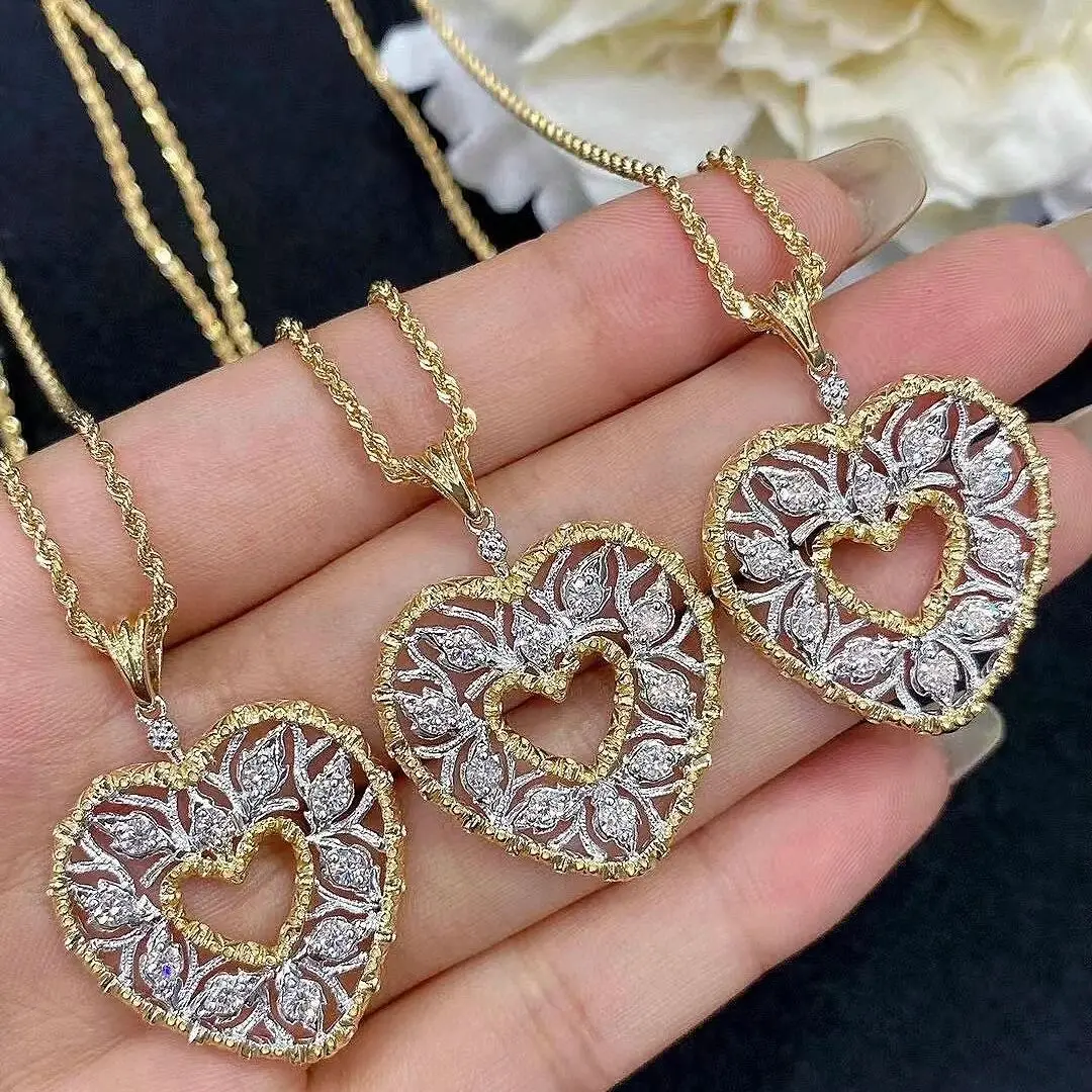 

French Luxury Jewelry Diamonds Heart-shaped Fashion Women's Necklace Silver High-quality 5A Grade Zircon Sparkling Lovers Gift