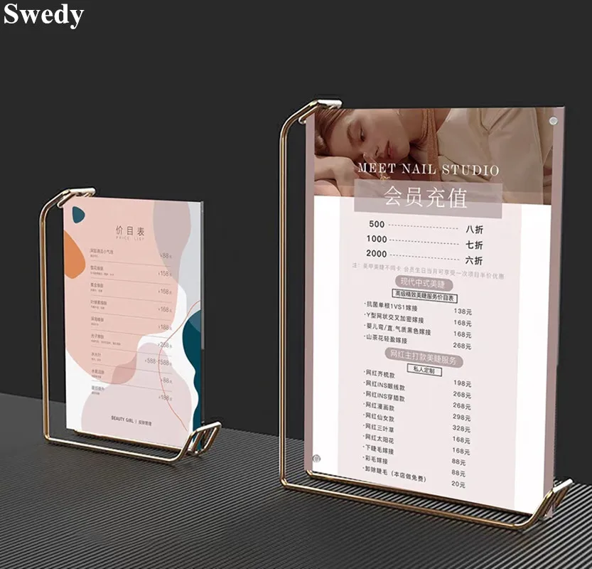 6 Inch 105x150mm Metal Wedding Baby Art Photo Picture Poster Frame Table Menu Paper Acrylic Sign Holder Display Stand