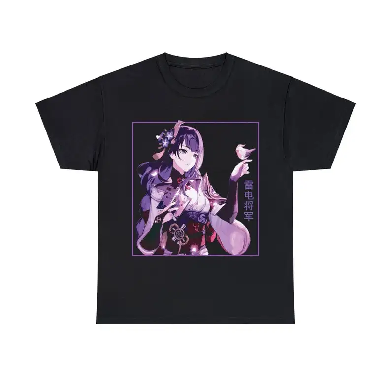 Raiden Shogun Genshin Impact Baal Anime Aesthetic Vaporwave Unisex Heavy Cotton Tee