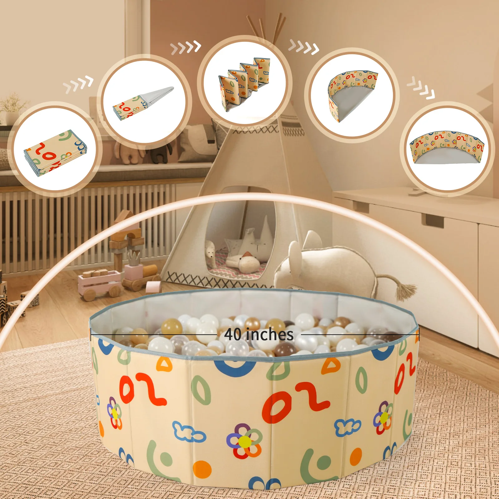 1 pz/set Oxford Panno Piscina di Palline Portatile Palla Pit Piscina Forma Rotonda Gioco All'aperto Per I Bambini Regalo Di Compleanno (Senza palle)