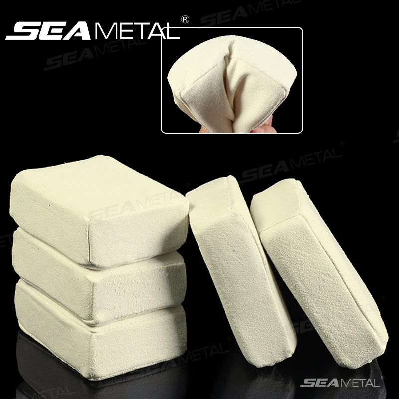 SEAMETAL 3pcs Suede Car Detailing Wax Sponge Polishing Pads Applicator Rectangle Foam Car Paint Care Polishing Sponge Clean Tool