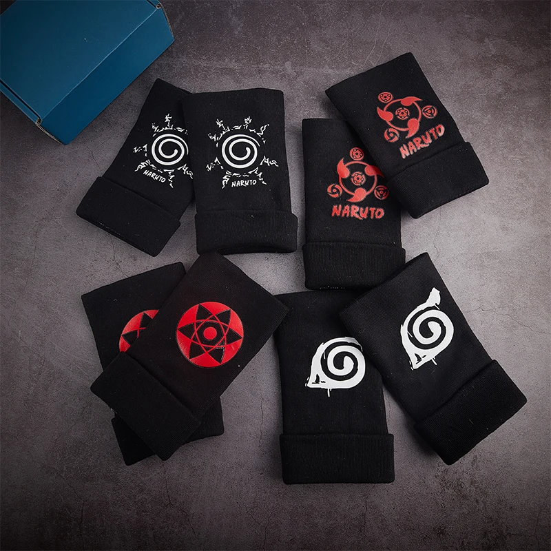 Anime Naruto Gloves Luminous Konoha Akatsuki Itachi Cosplay Bicycle Cotton Fingerless Warmer Wrist Gloves Toys For Children Gift