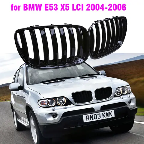 전면 광택 블랙 신장 스포츠 그릴 후드 그릴 BMW E53 X5 LCI 2004 2005 2006 자동차 스타일링