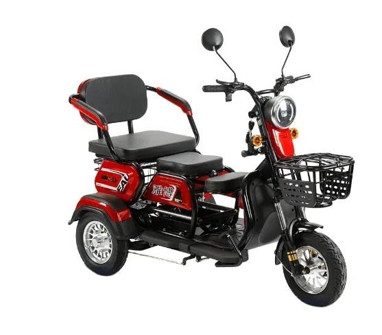 Electric Tricycles For The Elderly, LeisureTransportation For Children, Three-seater Family Small Battery Cars