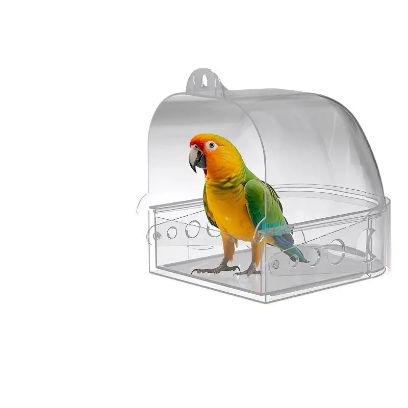1 Stück, große, transparente Vogelbadbox mit herausnehmbarer Schublade und leichter Konstruktion, ideal für Vögel, die ein angenehmes Bad genießen möchten. – Detail 5