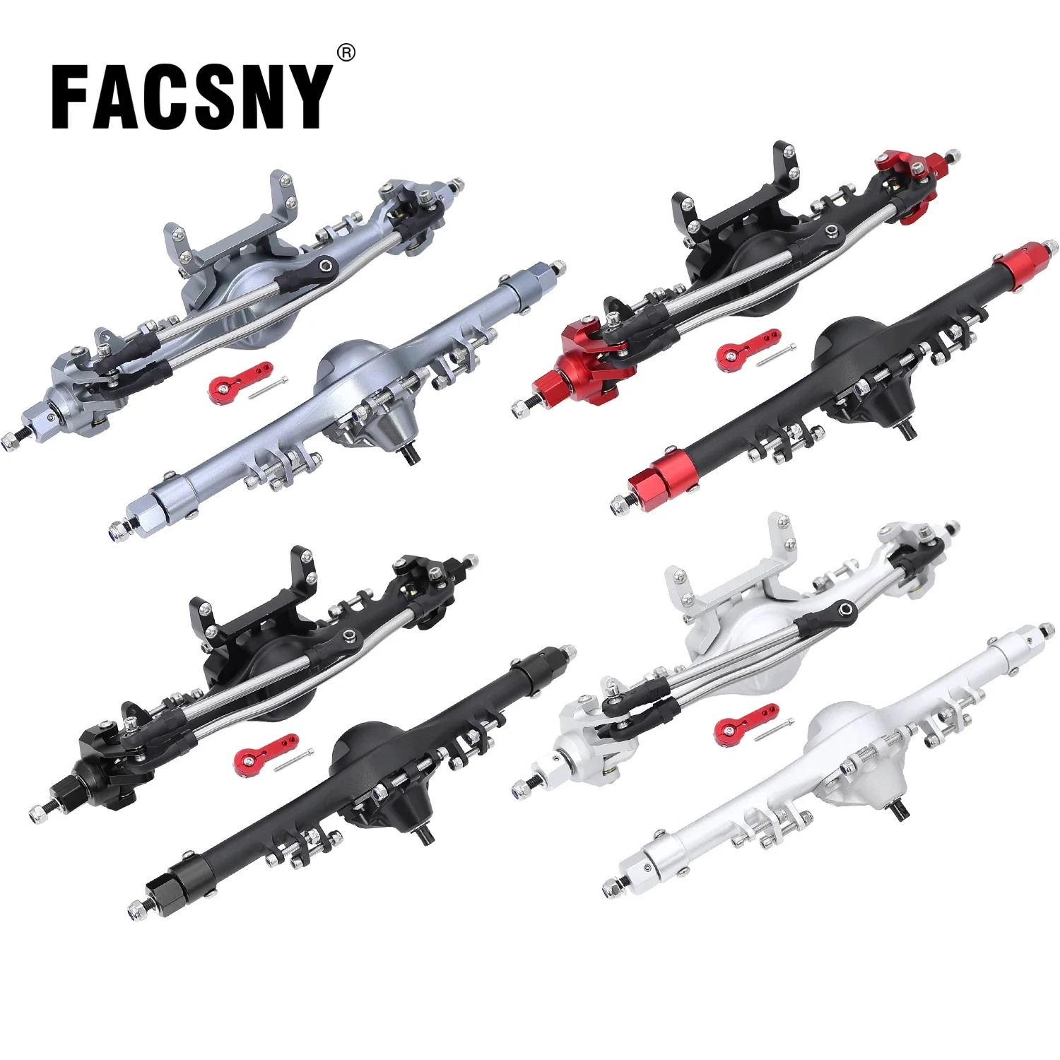 Aluminiowe Przednie Tylne Proste Kompletne Osie Z Mocowaniem Serwa Do 1/10 Axial SCX10II 90046 90047 RC Crawler Części Tuningowe