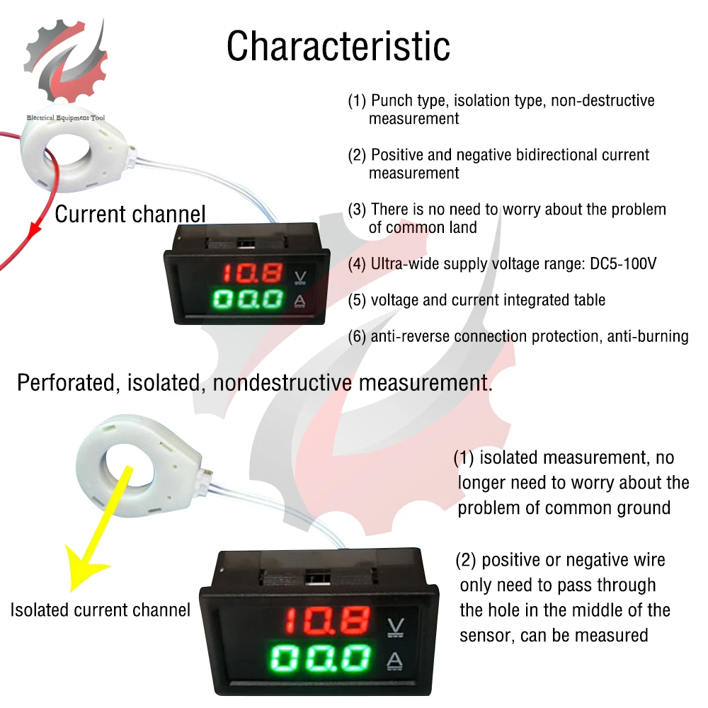 DC0-300V 50A 100A 200A 400A LED Digital Hall Voltmetro Amperometro Batteria Monitor Tensione Tester Isolato Corrente 12v 24v Auto