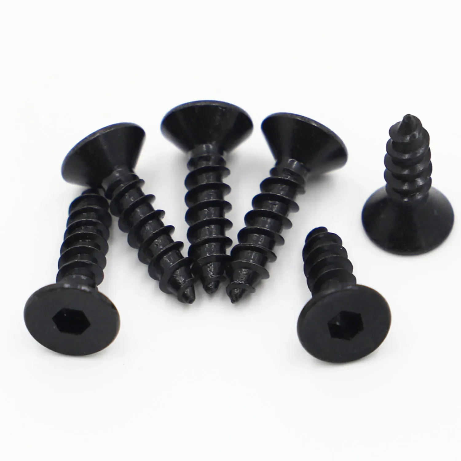 M3 M4 M5 M6 Black 8.8 Strength Carbon Steel Hex Flat Head Tapping Screw Hexagon Socket Countersunk Head Self Tapping Screws