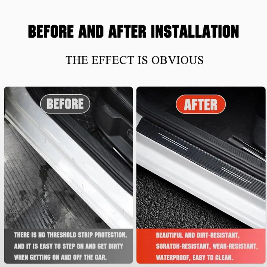 Limiar do carro Adesivos para Audi, Anti-Scratch Door Sill Protector Tape, Fibra de Carbono, Pedal da Porta Traseira, Bumper Tiras, Logotipo SQ7