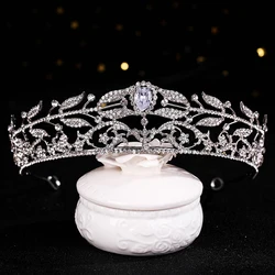 Bridal Headdress Wedding Zircon Crown Headdress Wedding Hair Dress Silver Crystal Headdress and Crown