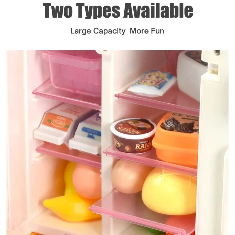 Simulate Refrigerator House Play Kitchen Toy with Light Spray Pretend Vegetables Fruit Food Model Accessories Children Toys Gift