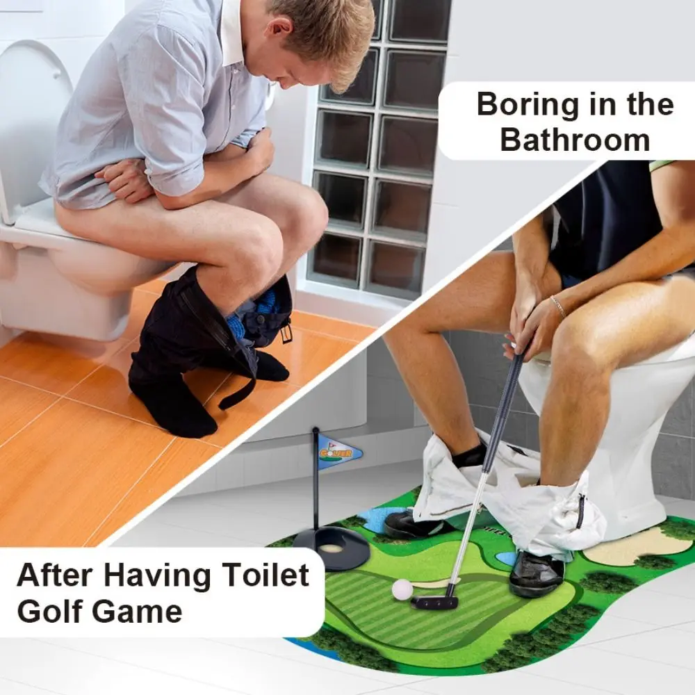 Golf Accessories Mini Toilet Golf Game Funny Green Felt Golf Sport Set Creative Relax Mini Golf Practice Set Children's Toy