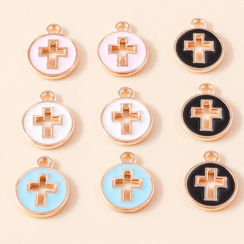 Leslie 10 Stück religiöse Kreuz-Charms-Anhänger für Halskette, Ohrringe, Gold, Silber, vergoldet, Charms, DIY-Schmuckherstellung – Detail 11