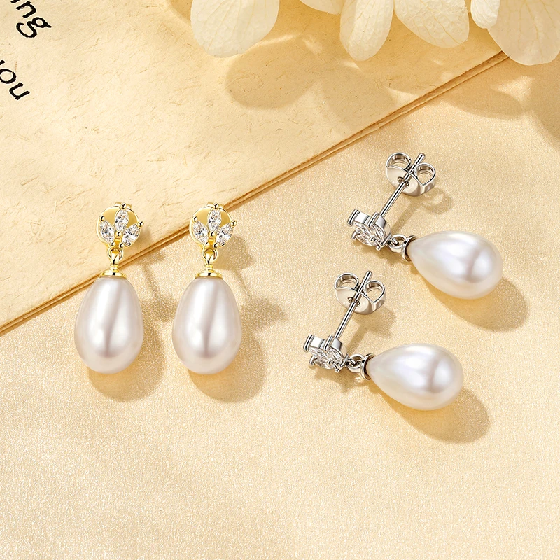 Oxtao Leaf & Pearl-Detail Drop Earrings — product information 5
