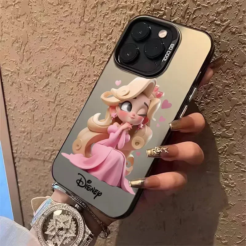 Disney Rapunzel Case For iPhone 16 15 14 13 12 11 XS XR X Pro Max 8 7 15 16 Plus Color Plated Silver IMD Shock-proof Hard Cover