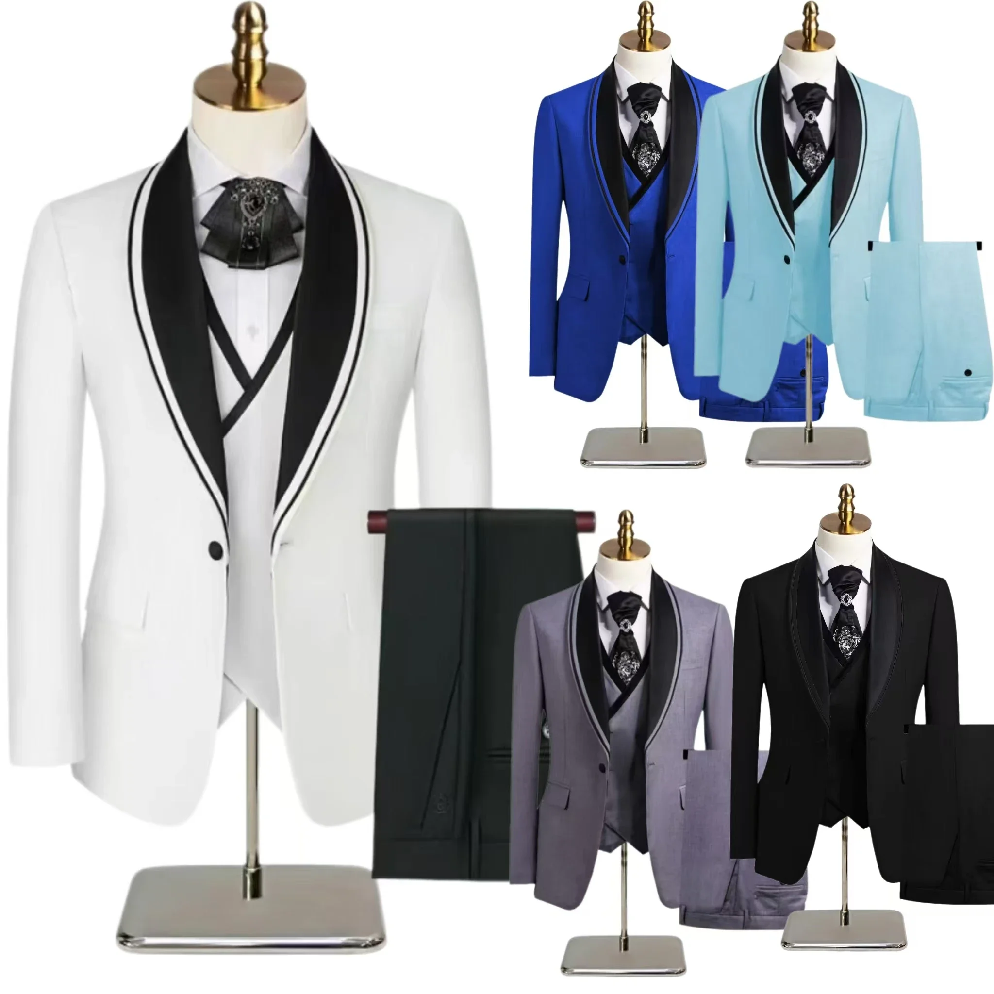 

Teal Green Suit for Men，three-piece Groom Suit， Blazer Hombre ，3 Pieces Blazer Vest and Pants Set，Circus Costume