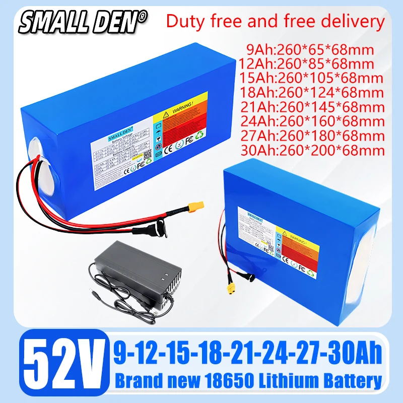 52V 24Ah 30Ah 27Ah 21Ah 18Ah 15Ah 12Ah 9Ah 18650 Lithium battery pack 14S10P Motor For E-motorcycle scooter High capacity cell